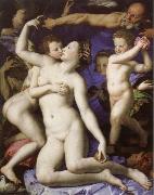 Agnolo Bronzino an allegory with venus and cupid painting